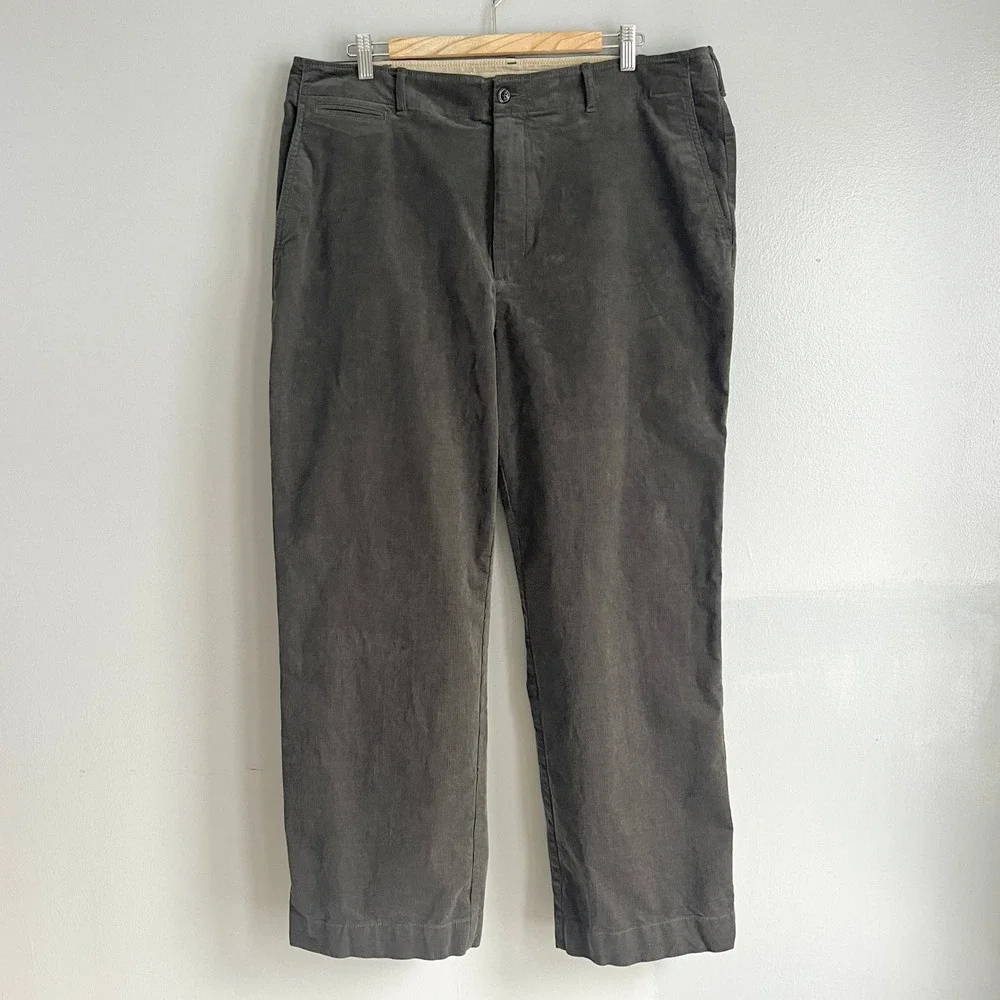 Banana Republic Corduroy Pants Mens 38 Olive Green Relaxed Officer Chino Fall
